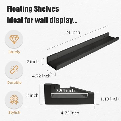 Wood Floating Shelves for Wall 24 Inch
