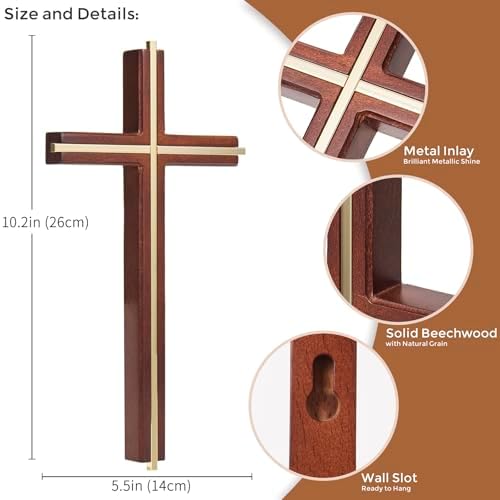 ACHIBANG 10 Inch Wooden Wall Cross for Home Decor