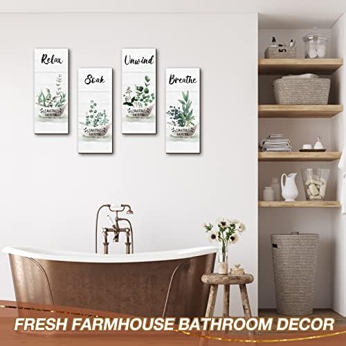 Tatuo 4 Piece Green Bathroom Wall Decor Signs
