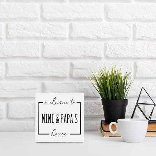 OFlich Mimi And Papa Wooden Sign 6x6 Inches