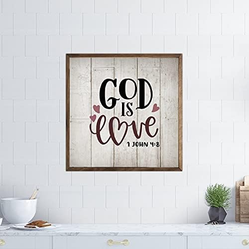 God Is Love Frame Wood Sign 1 John 4 8 Christian Wall Art
