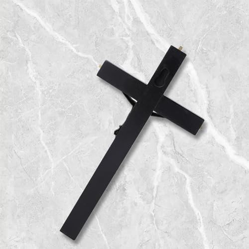 VINETEN Wall Cross Catholic Black Wood and Metal Alloy Decor