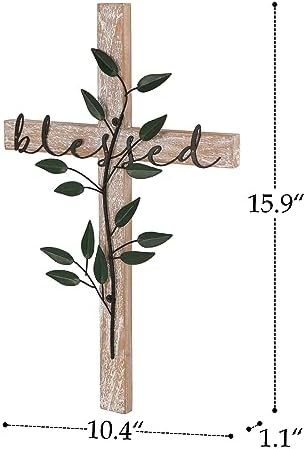 NIKKY HOME Wall Cross Rustic Wooden Cross Decor