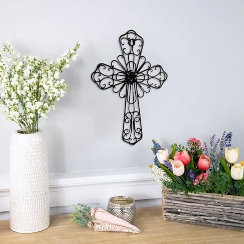 RELY Black Wall Cross 14x10 Inch Metal Decor 1