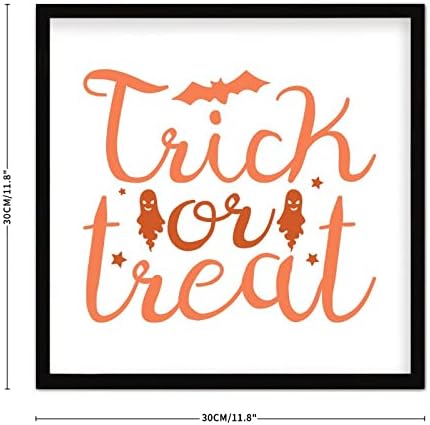 Trick Or Treat Sign Wood Framed 12x12