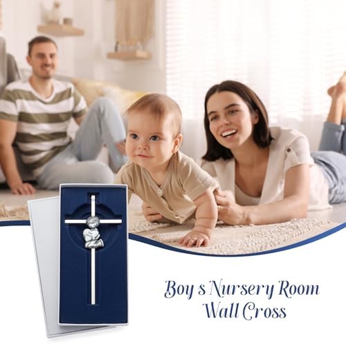 Baby Wall Cross Silver Blessing Baptism Gift for Boys