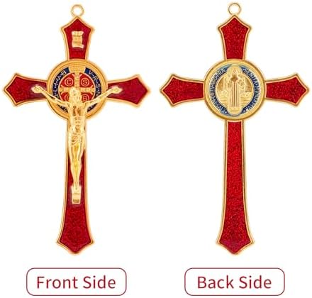 St Benedict Crucifix Wall Decor Red Enamel Gift