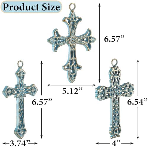 3 Pcs Cast Iron Crosses Wall Decor Set