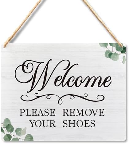 Lacosu Wall Pediments Shoes Off Sign 10x8 Inches