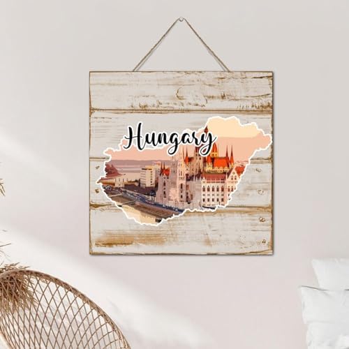 Hungary City Landmarks Wood Wall Plaque Sign 12x12 Inch