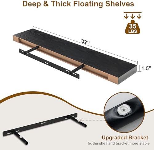 Fun Memories Floating Shelves Set of 2 32Inch Black