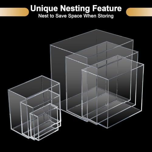 Cliselda 6Pcs Clear Acrylic Display Risers for Buffet Tables