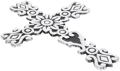 Castleore Wall Hanging Religious Christian Metal Cross - Silver Antique