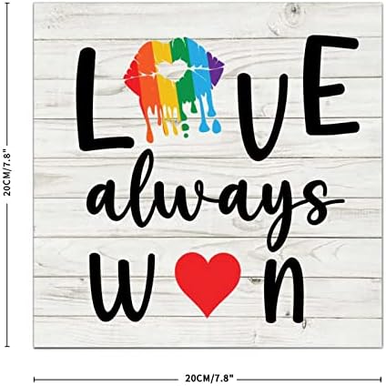 Love Always Win Wood Signs 6x6 Rainbow Wall Art