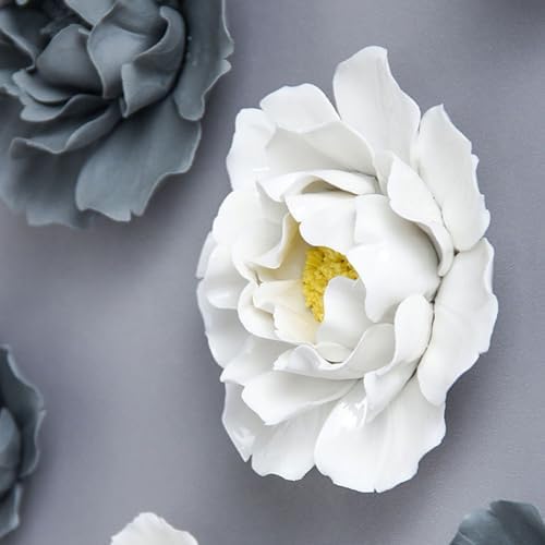 Beavorty 3D Ceramic Flower Wall Art Decor