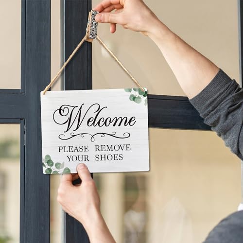 Lacosu Wall Pediments Shoes Off Sign 10x8 Inches