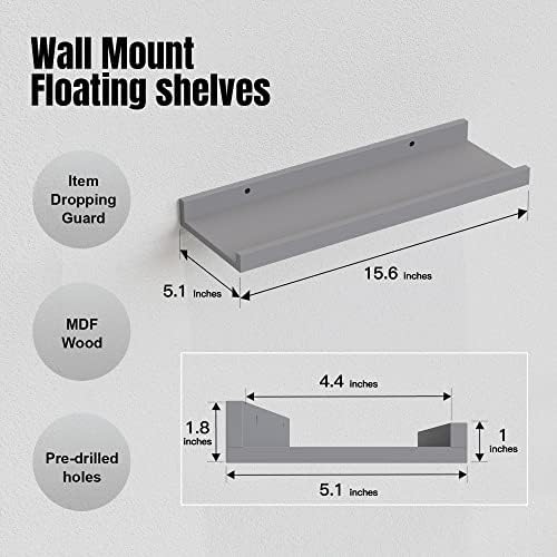 RICHER HOUSE Floating Wall Shelves Set - Grey