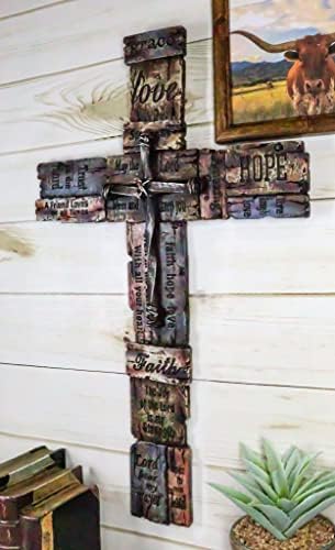Ebros Gift Rustic Wall Cross Decor with Inspirational Words