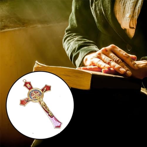 Saint Benedict Red Enamel Wall Cross Protection Decoration