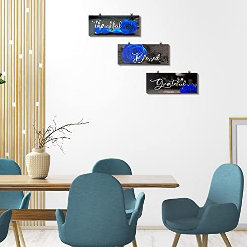 Hillban 3 Piece Rose Wooden Wall Decor Signs