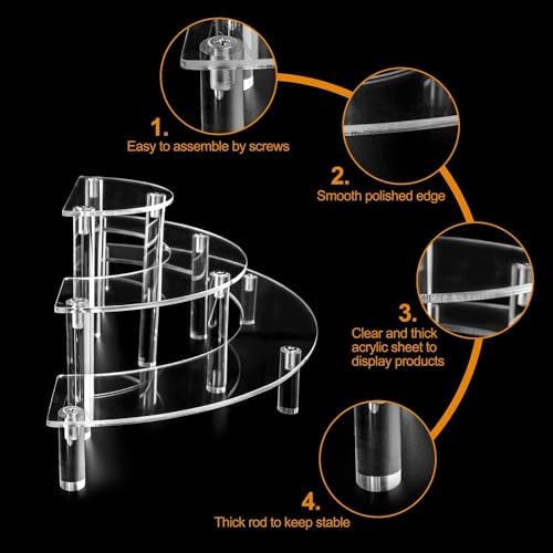 Gonice 2 Pack 3 Tier Clear Acrylic Display Riser