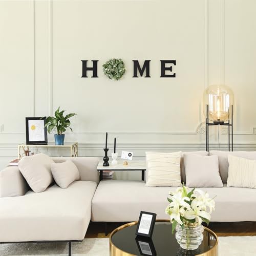 Mkono Farmhouse Wall Sign with Black Wooden Letters and Artificial Eucalyptus Wreath
