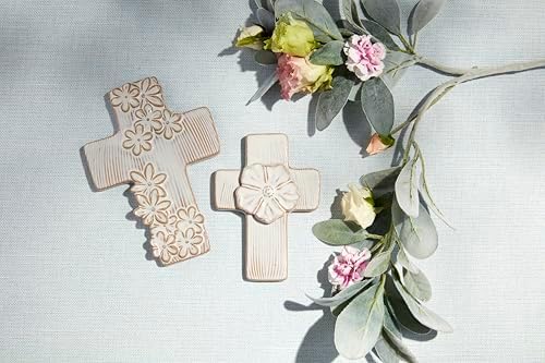 Mud Pie Large Ceramic Flower Cross 7x4 34