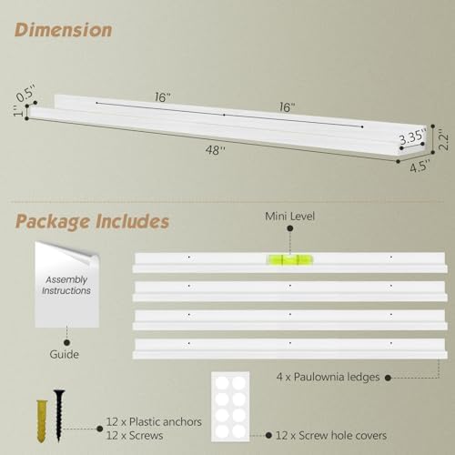 Forbena 48 Inch Floating Shelves Set of 4 for Wall 1