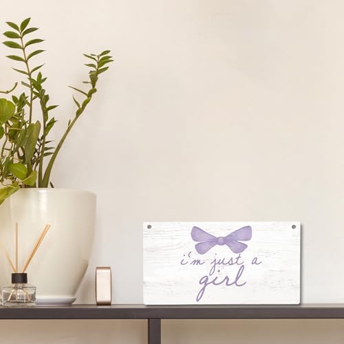 Cute Purple Bow Wooden Door Sign for Girls