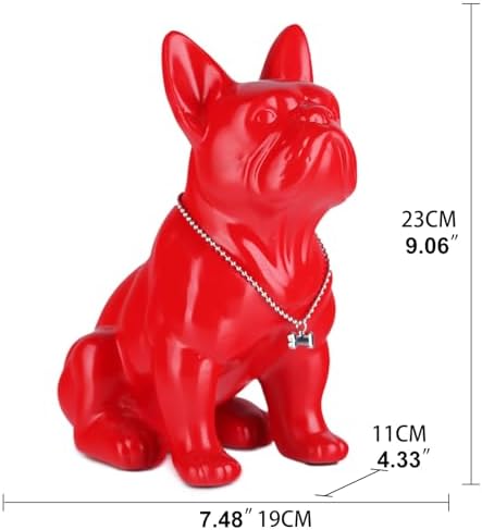 French Bulldog Metal Statue - 9in Red