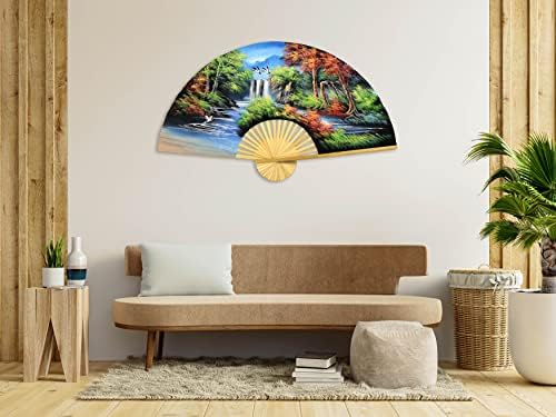 Japanese Autumn Folding Wall Fan Hand-painted Art 40 inch wide