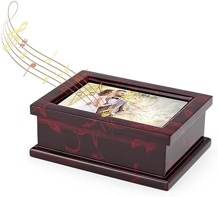 Modern 4x6 Photo Frame Musical Jewelry Box with Floral Motifs