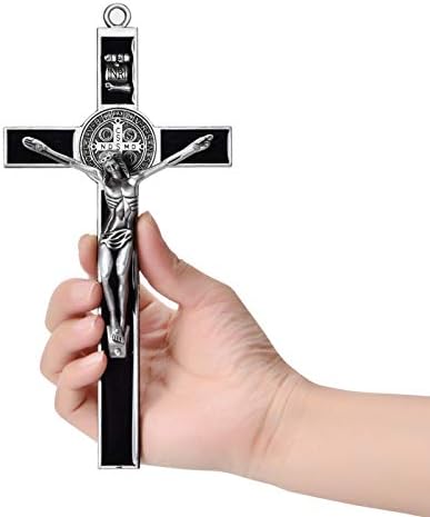 Wellcho Black Enamel Crucifix Wall Cross - Saint Benedict Religious Wall Art