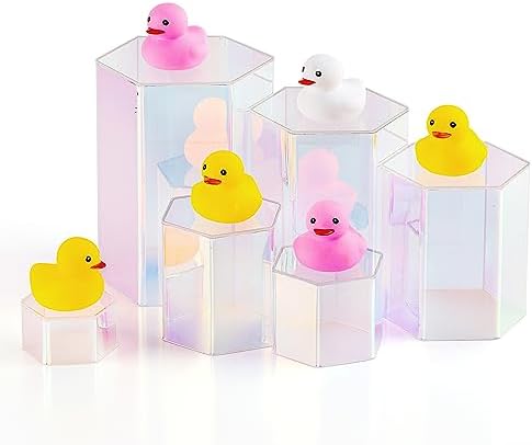 Jetec 12 Pcs Acrylic Hexagonal Jewelry Display Risers