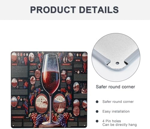 Sommelier S Choice Red Wine Guide Metal Tin Sign Wall Art 8x8inch