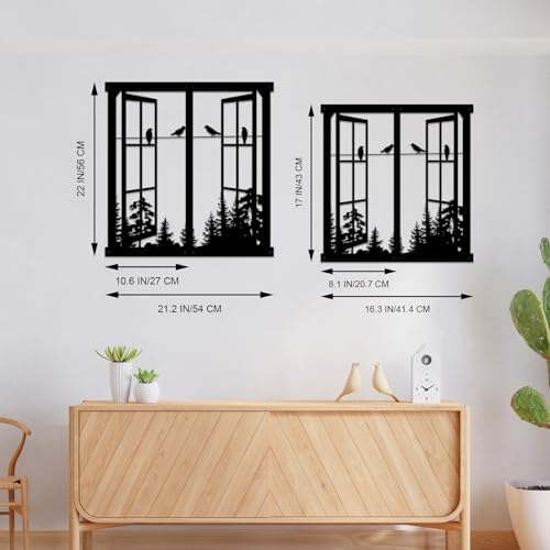 Resama Black Metal Wall Decor with Birds and Windows