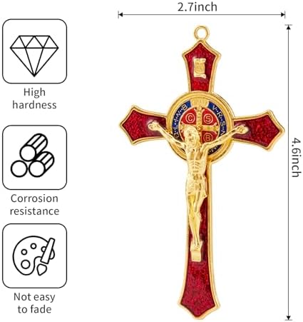 St Benedict Crucifix Wall Decor Red Enamel Gift