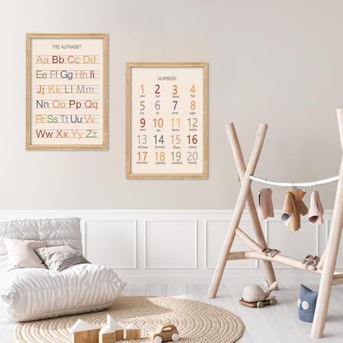 Cute Alphabet Numbers Framed Wall Art Set of 2 1