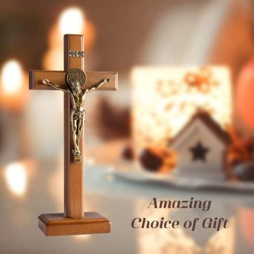 KUXBET 107 Inch Wooden Wall Cross with Stand