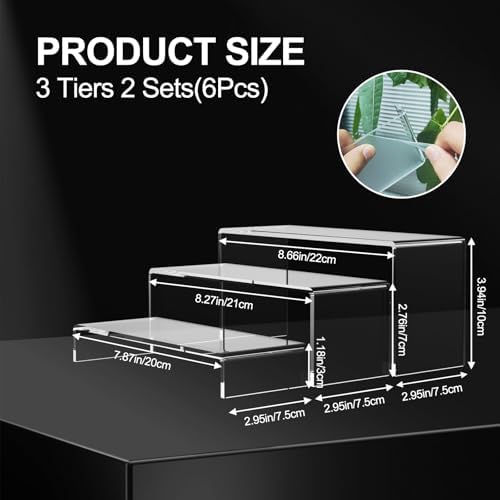 6 Piece Clear Acrylic Display Risers 3 Tier Stand