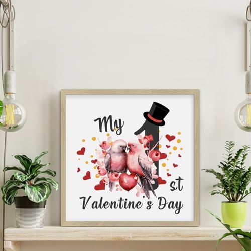 My 1st Valentines Day Birds Wall Decor Wood Sign