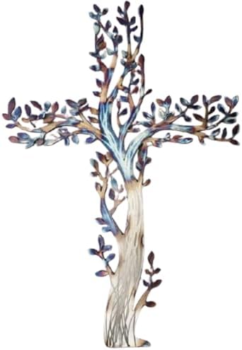 FXiaoy Cross Of Life Metal Wall Art Hanging Decor