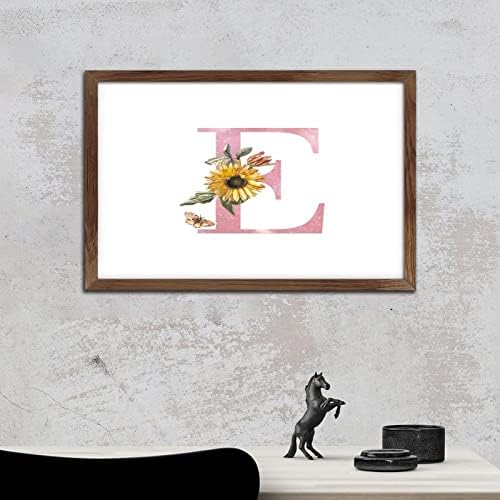 Nintydays Pink Monogram Initial Letter E Wooden Wall Sign