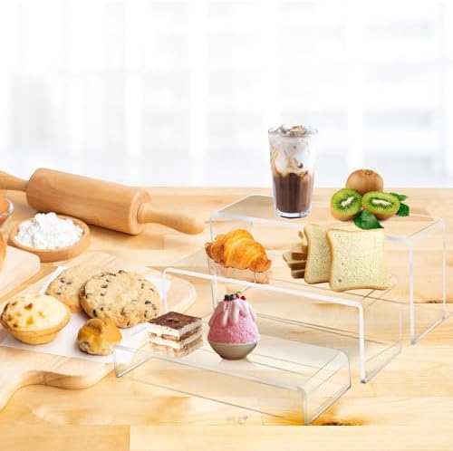 Jusalpha 3-Piece Clear Acrylic Riser Set for Home Display