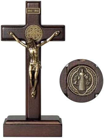 KUXBET 5 Inch Wood Standing Cross Wall Decor