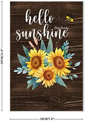 Hello Sunshine Sunflower Wall Decor Wooden Sign 8x12 Inch