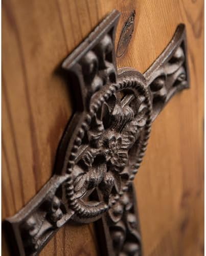Juvale Dark Bronze Wrought Iron Celtic Cross Wall Decor