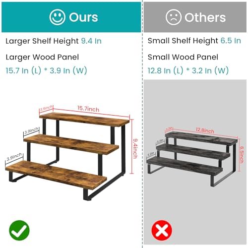 ELITEROO 3 Tier Wooden Display Riser Stand for Vendors