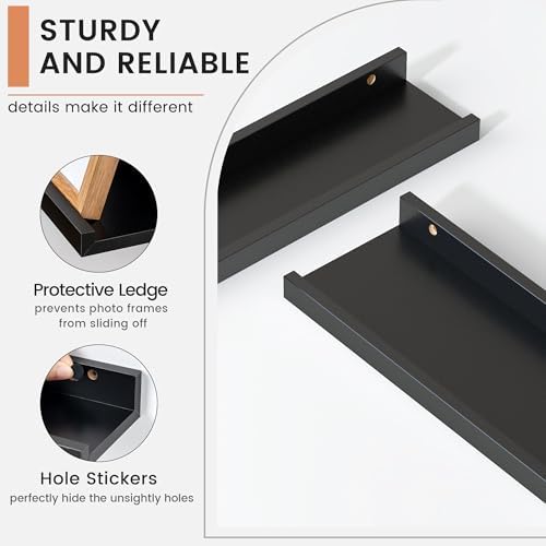 Modern Black Floating Shelf Set of 4 24 Inches Long