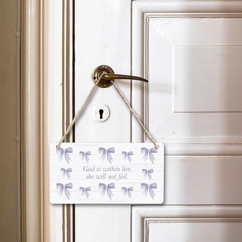 CGBHW Purple Bow Christian Bible Verse Wooden Wall Sign